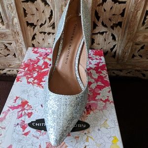 Chinese Laundry Silver Glitter Heels